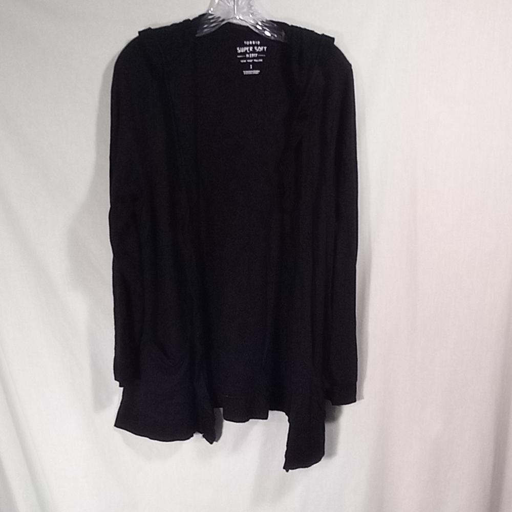 Torrid Black Super Soft Plush Open Front Cardigan… - image 3